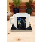 Harikapoli Kediler ve Sanat/van Gogh Yıldızlı Gece The Starry Night Set 4 - Fincan Kupa-Taş Bardak Altlığı 8 - Karışık İşleme
