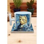 Harikapoli Kediler ve Sanat/van Gogh Yıldızlı Gece The Starry Night Set 9 - T Kulplu Fincan Kupa-Taş Bardak Altlığı 5 - Karışık İşleme