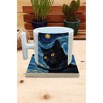 Harikapoli Kediler ve Sanat/van Gogh Yıldızlı Gece The Starry Night Set 9 - T Kulplu Fincan Kupa-Taş Bardak Altlığı 6 - Karışık İşleme