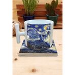 Harikapoli Kediler ve Sanat/van Gogh Yıldızlı Gece The Starry Night Set 9 - T Kulplu Fincan Kupa-Taş Bardak Altlığı 7 - Karışık İşleme