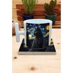 Harikapoli Kediler ve Sanat/van Gogh Yıldızlı Gece The Starry Night Set 9 - T Kulplu Fincan Kupa-Taş Bardak Altlığı 8 - Karışık İşleme