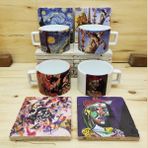 Harikapoli Van Gogh, Dali, Picasso, Kandinsky Çay Kahve Fincanı ve Traverten Bardak Altlığı 4'lü Hediyelik Set - 1 Adet - Renkli - 330 ml