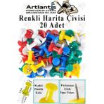 Harita Çivisi Renkli 20 Li 1 Paket Renkli Plastik Mantar Pano Raptiyesi Pano Iğnesi Ofis Okul Büro Renkli Harita Çivisi - Standart