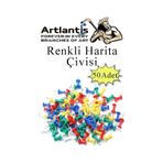 Harita Çivisi Renkli 50 Li 1 Paket Renkli Mantar Pano Raptiyesi Pano İğnesi Ofis Okul Büro Renkli Harita Çivisi 1 M