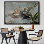 Harita Sepeti Altın Çerçeveli Bulutlaların Üzerindeki Melekler Rönesans Tablosu - Antoine Hoarse Zenith 75 X 105 Altın Frm6582