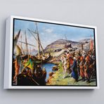Harita Sepeti Altın Çerçeveli Fatih Sultan Mehmet'İn İstanbul Kuşatması, Gemileri Karadan Yürütme Tablosu 75 X 105 Altın Frm6616