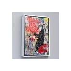 Harita Sepeti Beyaz Çerçeveli Hayallerinin Peşinden Git,Maymun Graffiti Posteri, Banksy Graffiti Kanvas Tablo 25 X 35 Beyaz Frm_5304