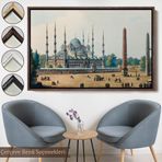 Harita Sepeti Beyaz Çerçeveli Sultan Ahmet Cami Osmanlı Dönemi Tablosu 75 X 105 Beyaz Frm7032