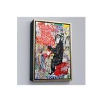 Harita Sepeti Çerçeveli Hayallerinin Peşinden Git,Maymun Graffiti Posteri, Banksy Graffiti Kanvas Tablo-5304 75 X 105 Altın Frm_5304