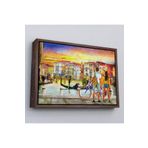 Harita Sepeti Çerçeveli Venedik Kanalına Bakan Romantik Çift Yağlıboya Görünüm Kanvas Tablosu-3625 55 X 75 Kahverengi Frm_3625