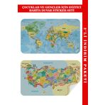 Harita Sepeti Eğitici Öğretici Dünya Ve Türkiye Haritası Çocuk Odası Duvar Sticker- 3888