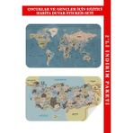 Harita Sepeti Eğitici Öğretici Dünya ve Türkiye Haritası Çocuk Odası Duvar Sticker 3889 - Renkli - 1 Adet