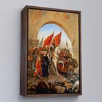 Harita Sepeti Kahverengi Çerçeveli Fatih Sultan Mehmet Istanbul'A Girişi Tablosu - Fausto Zonaro 25 X 35 Kahverengi Frm6439