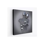 Harita Sepeti Modern Duvar Dekoru, Romantik Beden, Aşk Sanatı, 3D Efektli Gümüş Kanvas Tablo-5358 70 X 70 Karışık Hs-5358