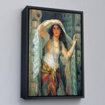 Harita Sepeti Siyah Çerçeveli Kapıdan Bakan Cariye Tablosu - Arthur Wontner 75 X 105 Siyah Frm6451