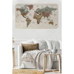 Harita Sepeti Türkçe Eğitici Ülke ve Başkent Okyanus Detaylı Atlası Dekoratif Dünya Haritası Duvar Sticker 3838 - Pudra - Krem - 100 x 65 cm