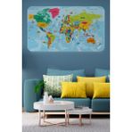 Harita Sepeti Türkçe Eğitici Ülke ve Başkent Okyanus Detaylı Atlası Dekoratif Dünya Haritası Duvar Sticker 3865 - 65 x 100 cm - Renkli
