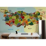 Harita Sepeti Türkiye Haritası Duvar Kağıdı Il ve Ilçeli Ayrıntılı Eğitici Duvar KAĞIDI-3000 - 150 x 250 cm