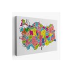 Harita Sepeti Türkiye Haritası Kanvas Tablo İl Ve İlçeli Ayrıntılı Eğitici Dekoratif Tablo 3024 150 X 255 Karışık Hs-3024