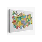 Harita Sepeti Türkiye Haritası Kanvas Tablo İl Ve İlçeli Ayrıntılı Eğitici Dekoratif Tablo 3034 95 X 55 Karışık Hs-3034
