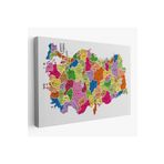 Harita Sepeti Türkiye Haritası Kanvas Tablo İl Ve İlçeli Ayrıntılı Eğitici Dekoratif Tablo 3036 150 X 85 Karışık Hs-3036