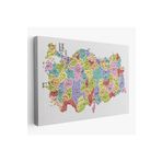 Harita Sepeti Türkiye Haritası Kanvas Tablo İl Ve İlçeli Ayrıntılı Eğitici Dekoratif Tablo 3039 125 X 210 Karışık Hs-3039