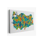 Harita Sepeti Türkiye Haritası Kanvas Tablo İl Ve İlçeli Ayrıntılı Eğitici Dekoratif Tablo 3043 125 X 70 Karışık Hs-3043