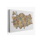 Harita Sepeti Türkiye Haritası Kanvas Tablo İl Ve İlçeli Ayrıntılı Eğitici Dekoratif Tablo 3050 125 X 70 Karışık Hs-3050