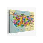 Harita Sepeti Türkiye Haritası Kanvas Tablo İl Ve İlçeli Ayrıntılı Eğitici Komşulu Tablo 3001 95 X 55 Karışık Hs-3001