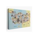 Harita Sepeti Türkiye Haritası Kanvas Tablo İl Ve İlçeli Ayrıntılı Eğitici Komşulu Tablo 3013 125 X 210 Karışık Hs-3013