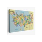 Harita Sepeti Türkiye Haritası Kanvas Tablo İl Ve İlçeli Ayrıntılı Eğitici Komşulu Tablo 3018 150 X 85 Karışık Hs-3018