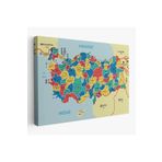 Harita Sepeti Türkiye Haritası Kanvas Tablo İl Ve İlçeli Ayrıntılı Eğitici Komşulu Tablo 3019 125 X 70 Karışık Hs-3019