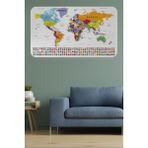 Harita Sepeti Ülke Bayrak Lı Eğitici Başkent Detaylı Atlası Dünya Haritası Duvar Sticker 3848 - 65 x 100 cm - Renkli