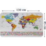 Harita Sepeti Ülke Bayrak Lı Eğitici Başkent Detaylı Atlası Dünya Haritası Duvar Sticker 3848 - Renkli - 85 x 130 cm