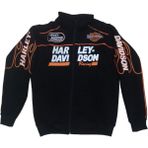 Harley Davidson Erkek Büyük Beden Sweat Ceket Siyah Uzun Kollu Cepli Yazılı Fermuarlı Hakim Yakalı Bomber - 3XL