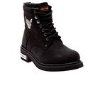 Harley Davidson Gibson - 025G0109 Düz Topuk Kauçuk Taban Nubuk Siyah Kadın Bot 40