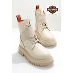 Harley Davidson HD0777055403 Beige Leather Kadın Bot