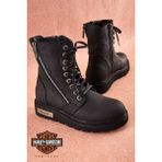 Harley Davidson Sude Black Mat Deri Kadın Bot - Siyah