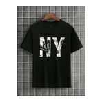 Harmandar NY Brooklyn Baskılı Unisex Oversize Siyah T-shirt