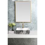 Harmeh Prag 3001 Mermer Desenli Tezgah Üstü Kare Lavabo 48X38X14 cm – Beyaz Iç Hazne / Gri - Gri - Beyaz