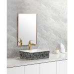 Harmeh Prag 3006 Desenli Tezgah Üstü Kare Lavabo 48*38*13CM - Beyaz - Siyah