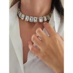 Harmonia Elmas Görünümlü Baget Kare Model Choker Kolye
