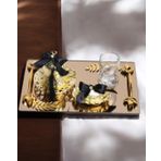 Harmony Gold Damat Kahve Fincan Tepsisi Siyah