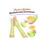 HarmonyAura 1766574360025 Retro Neon Yeşil File Parmaksız Eldiven 26 Cm