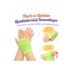 HarmonyAura 1766574360062 Retro Neon Yeşil File Parmaksız Kısa Eldiven 11 Cm