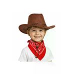 HarmonyAura 1766574360640 Çocuk Kovboy Şapka Kahverengi Ve Kırmızı Bandana Seti