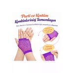 HarmonyAura F029-MOR 80’Ler 90’Lar Retro Mor File Parmaksız Kısa Eldiven 11 Cm