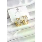 HarmonyAura P189487S6817 Pirinç Gold Renk Taşlı Halka Kadın Küpe