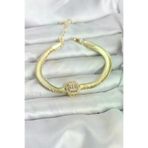 HarmonyAura P216409S7139 316L Çelik Gold Renk Baget Zirkon Taşlı Yılan Zincirli Kadın Bileklik