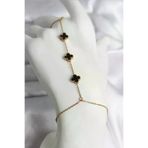 HarmonyAura P216433S269 316L Çelik Gold Renk Siyah Yonca Model Kadın Şahmeran
